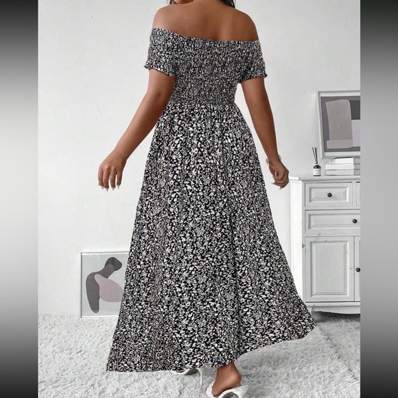 Boho floral off shoulder split thigh maxi dress - Picture 10 of 12